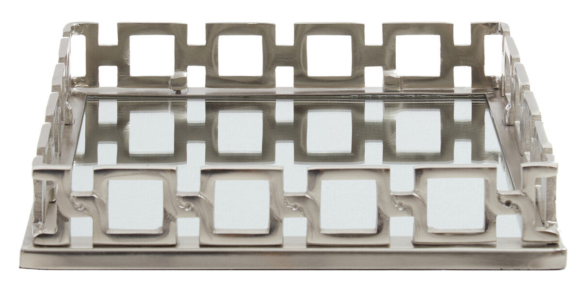 Square Nickel Finish Mirror Tray | Rhoda
