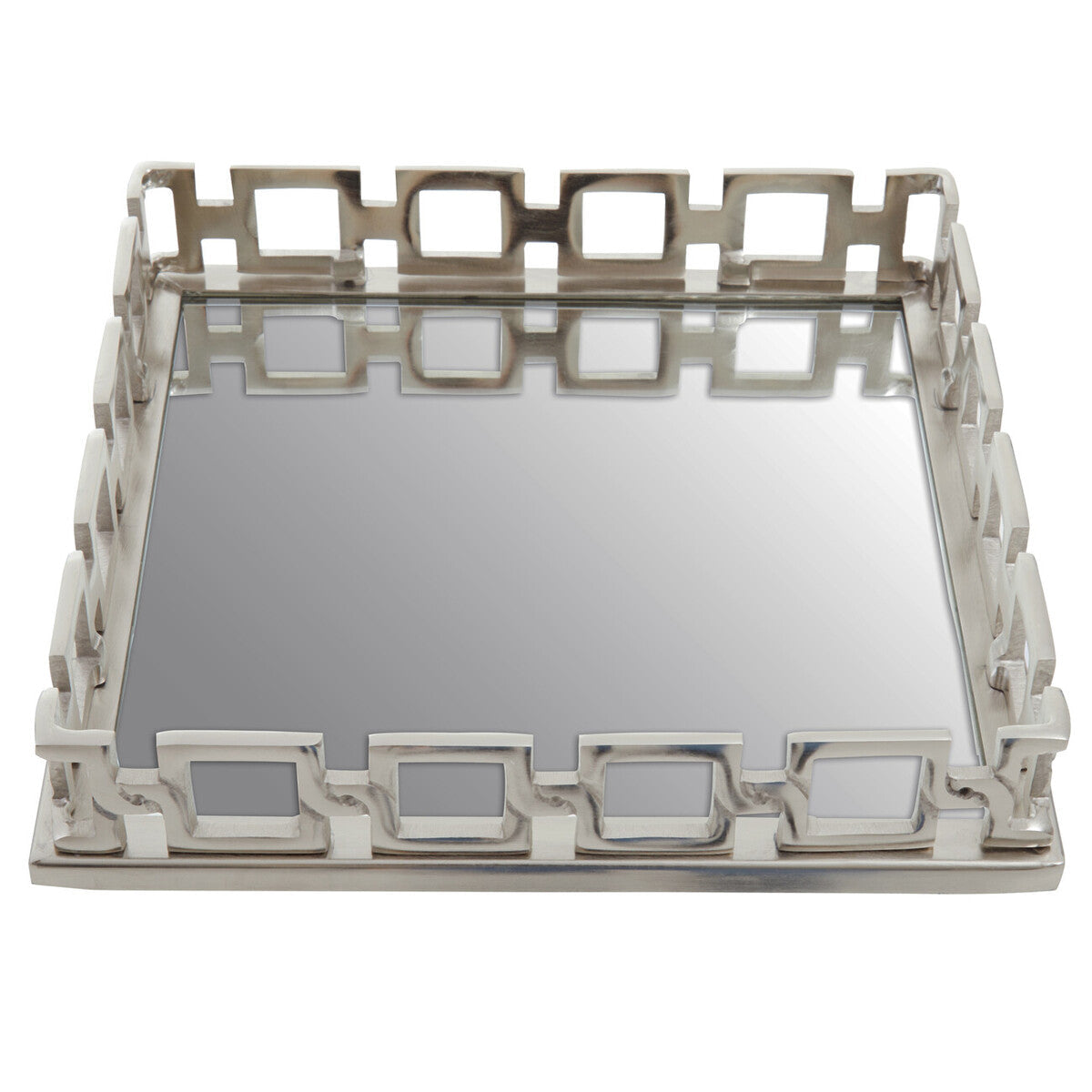 Square Nickel Finish Mirror Tray | Rhoda