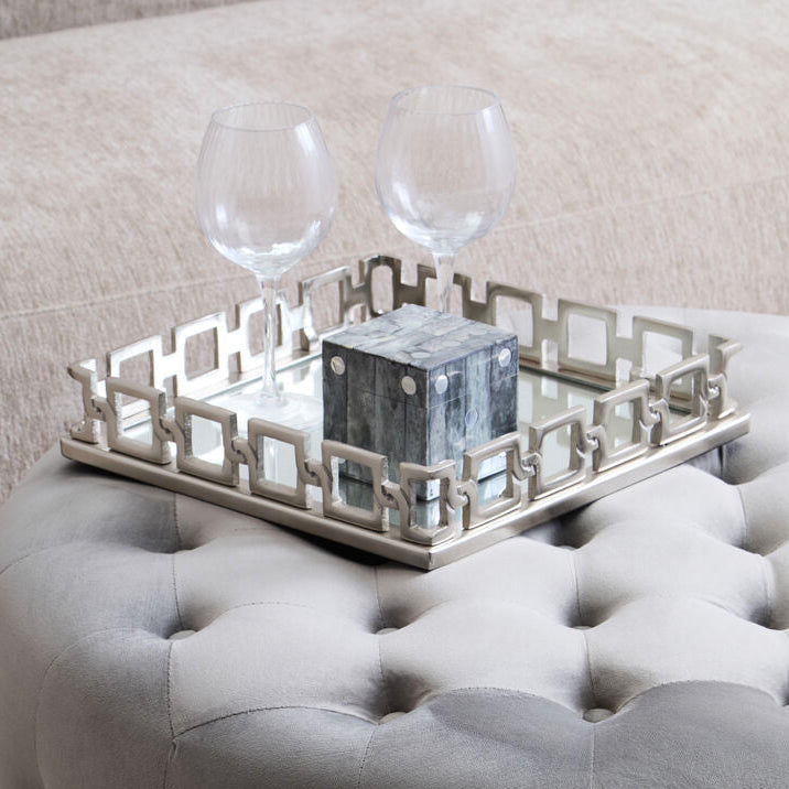 Square Nickel Finish Mirror Tray | Rhoda