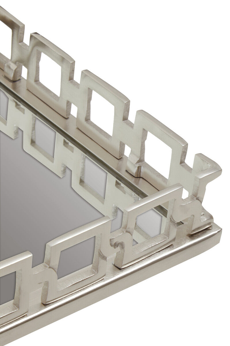 Square Nickel Finish Mirror Tray | Rhoda