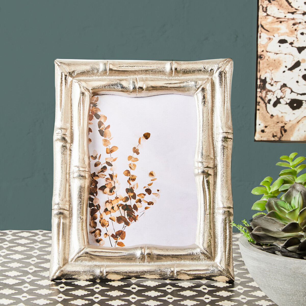 Silver Finish Bamboo Effect 5In x 7In Photo Frame | Hiba