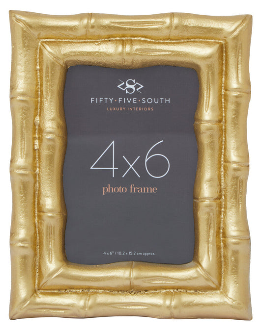 Gold Finish Bamboo Effect Photo Frame 4x6in | Hiba