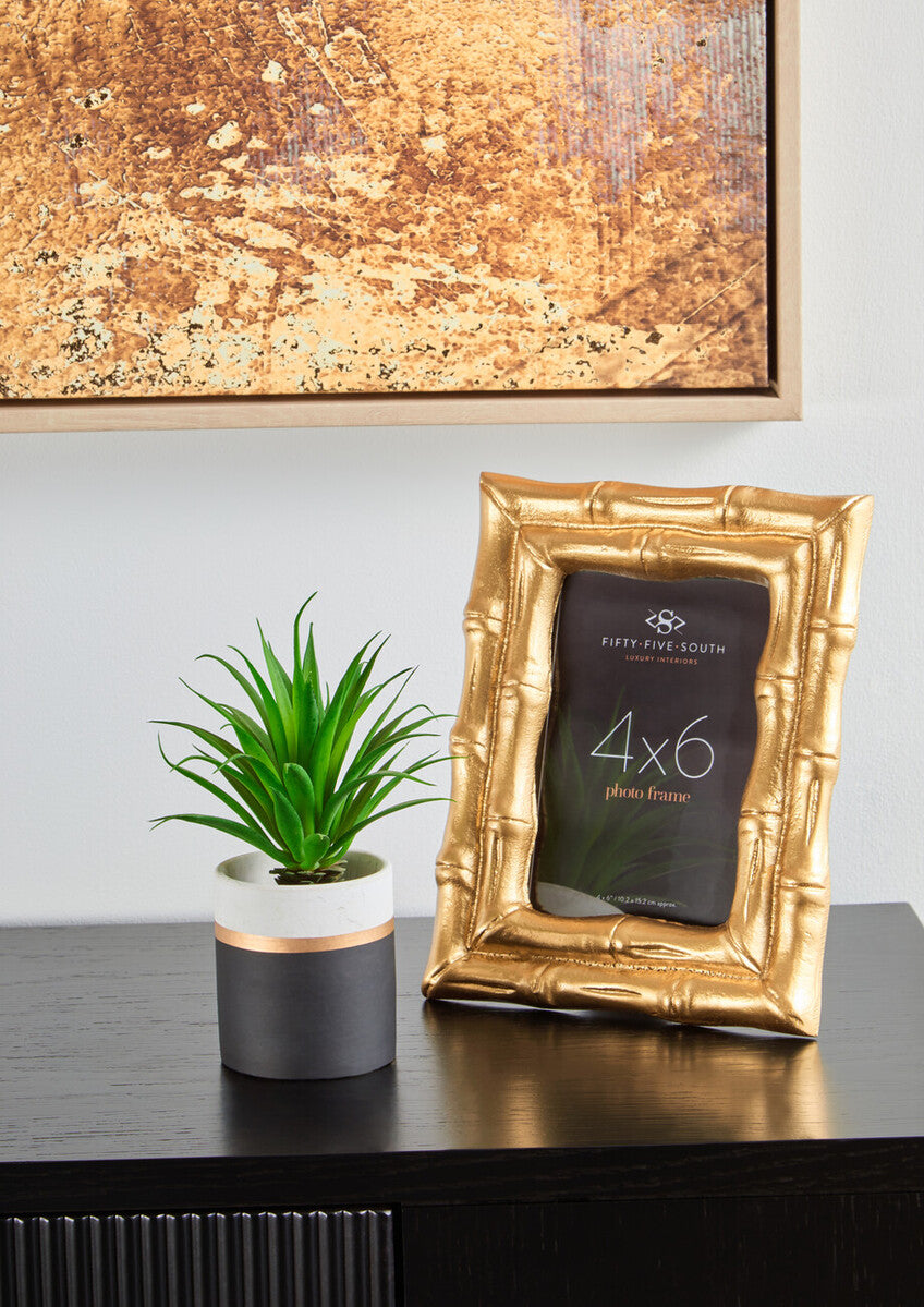 Gold Finish Bamboo Effect Photo Frame 4x6in | Hiba