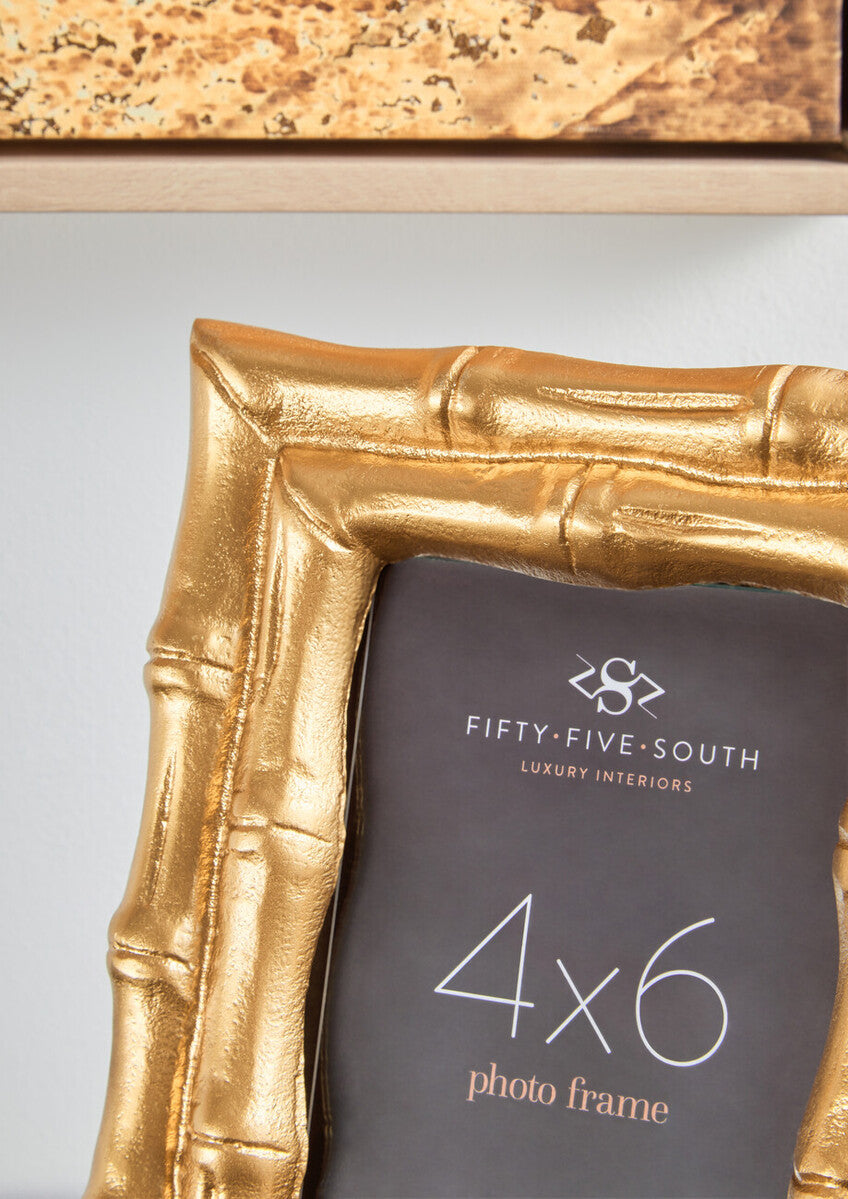 Gold Finish Bamboo Effect Photo Frame 4x6in | Hiba