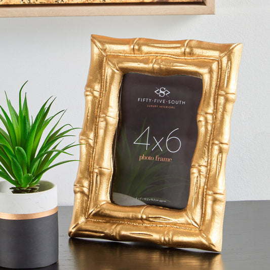 Gold Finish Bamboo Effect Photo Frame 4x6in | Hiba