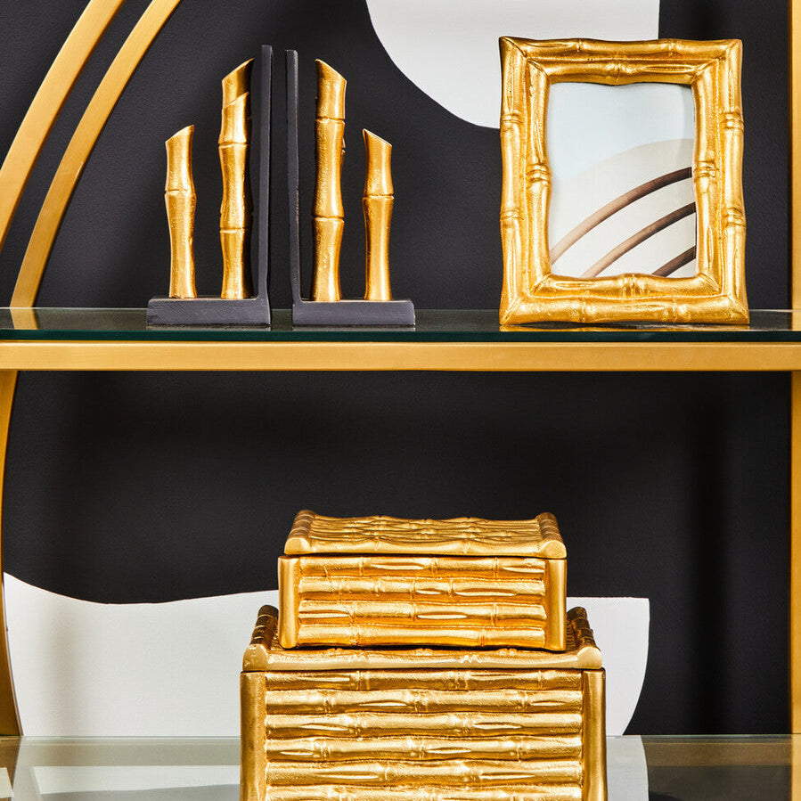 Gold Finish Bamboo Effect Photo Frame 5x7in | Hiba