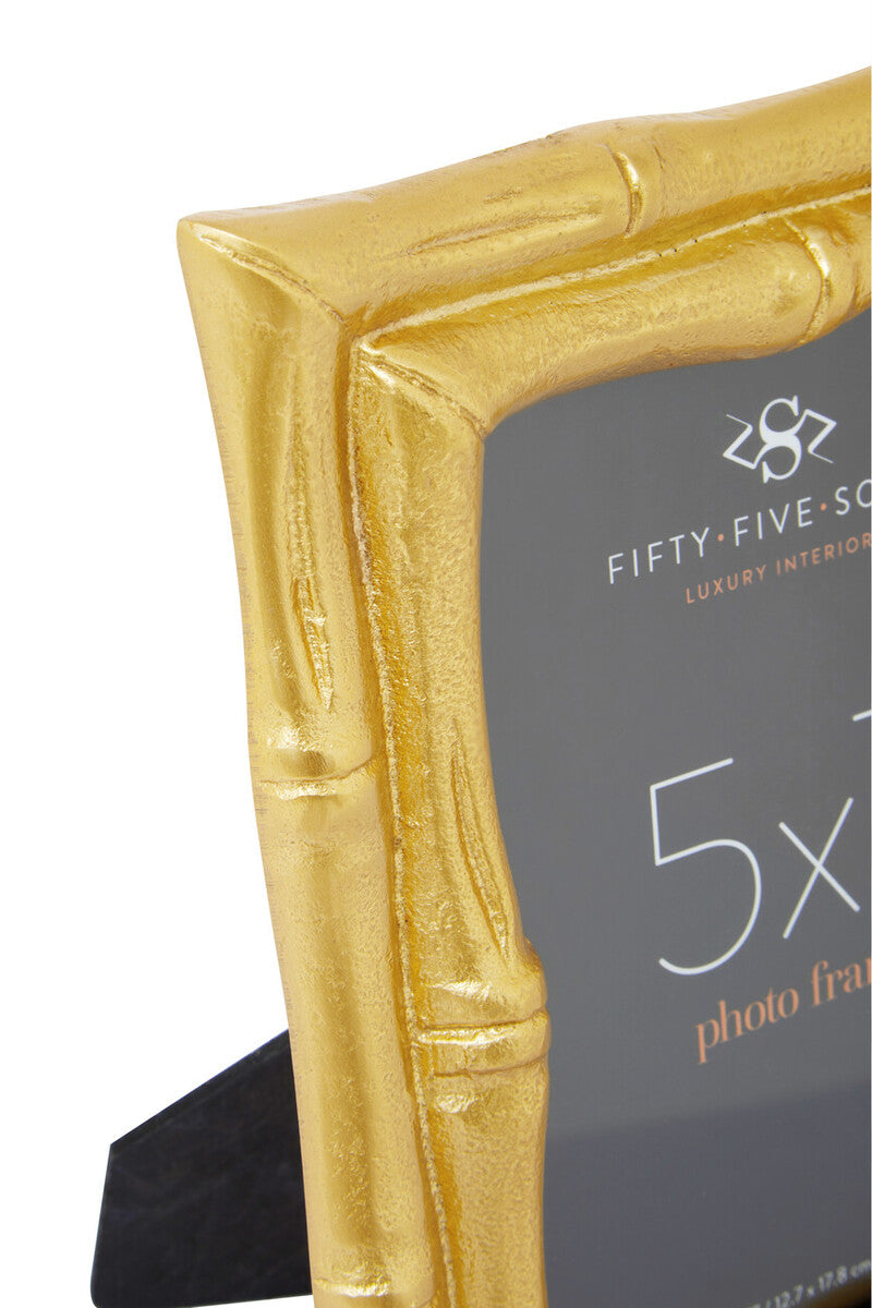 Gold Finish Bamboo Effect Photo Frame 5x7in | Hiba
