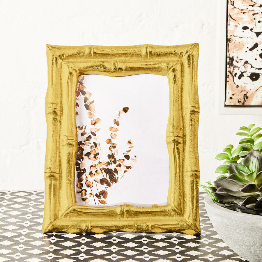 Gold Finish Bamboo Effect Photo Frame 5x7in | Hiba