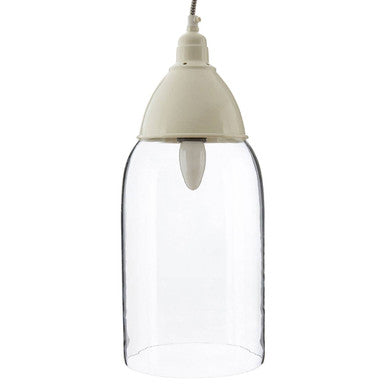 White Glass and Iron Pendant Light | Oslo