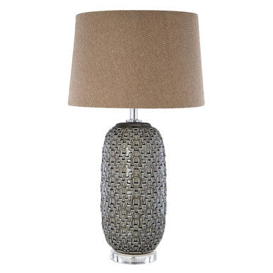 Table Lamp with Brown Linen Shade | Udele