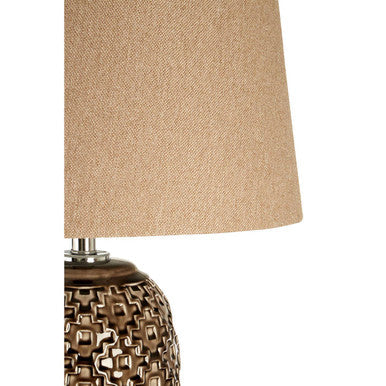 Table Lamp with Brown Linen Shade | Udele