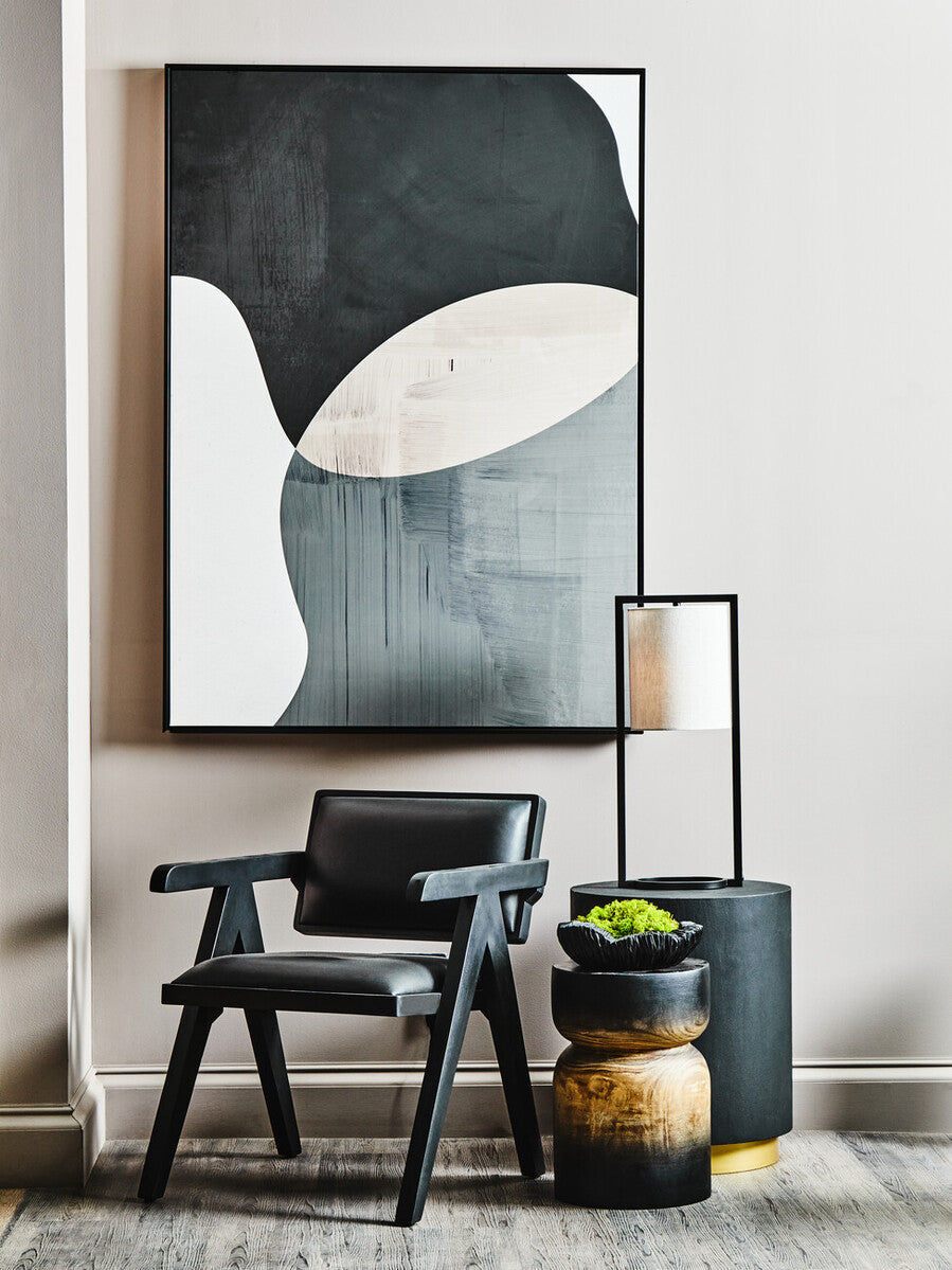 Black Metal Table Lamp with Grey Shade | Lara