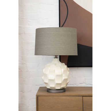 Table Lamp with Grey and Brown Shade | Usha