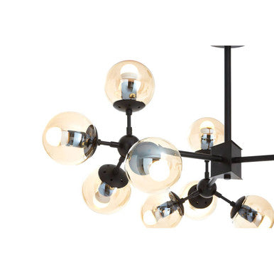 Abira Matte Black Finish and Glass 12 Bulb Pendant Light