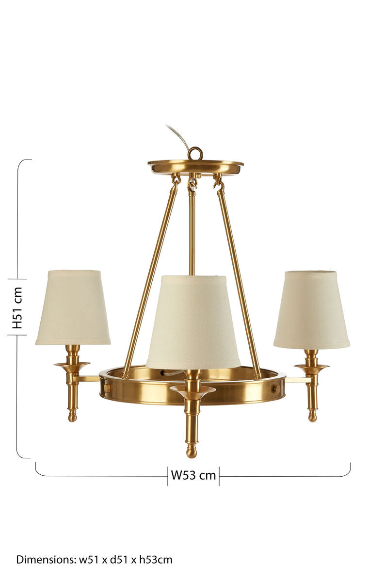 Copper Finish 3 Arm Chandelier | Zina