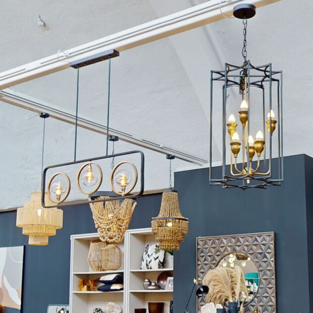 Allas Matte Black and Bronze Finish 6 Bulb Pendant Light
