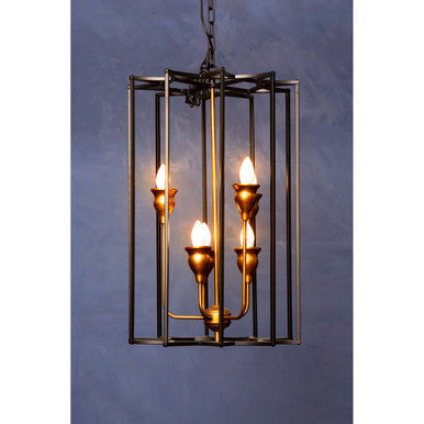 Allas Matte Black and Bronze Finish 6 Bulb Pendant Light