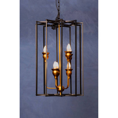 Allas Matte Black and Bronze Finish 6 Bulb Pendant Light