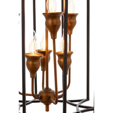 Allas Matte Black and Bronze Finish 6 Bulb Pendant Light