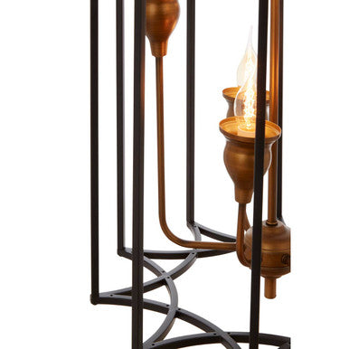 Allas Matte Black and Bronze Finish 6 Bulb Pendant Light