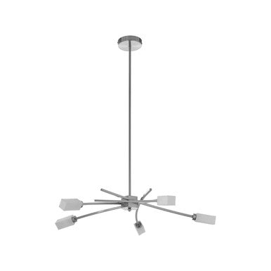 Abira Silver Finish and Frosted Glass 5 Bulb Pendant Light