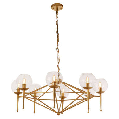Abira Gold Finish and Glass 8 Bulb Pendant Light