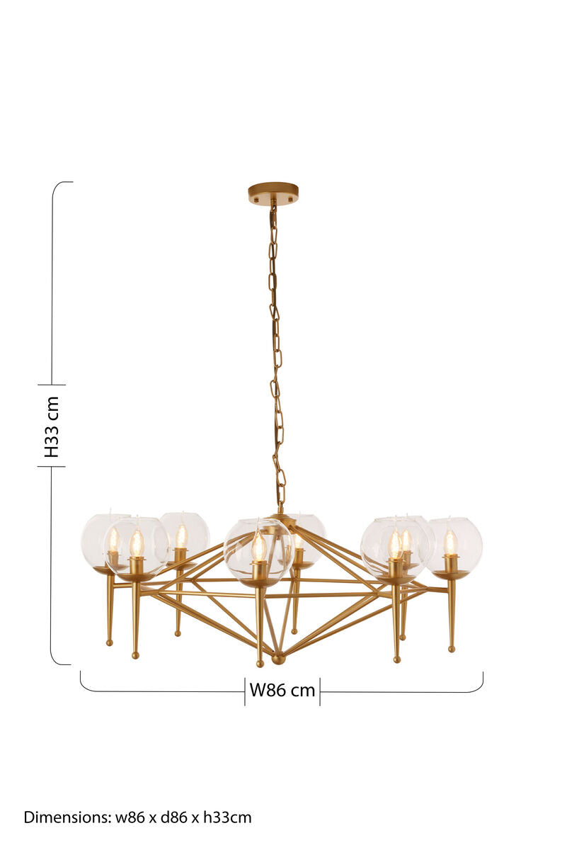 Abira Gold Finish and Glass 8 Bulb Pendant Light