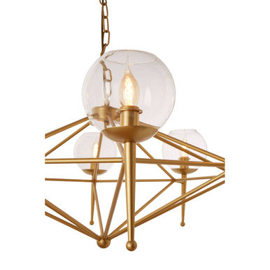 Abira Gold Finish and Glass 8 Bulb Pendant Light