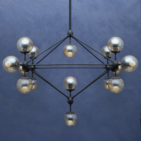 Abira Matte Black Finish and Glass 21 Bulb Pendant Light