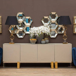 Gold Finish Table Lamp with Dual Ring Base | Skye