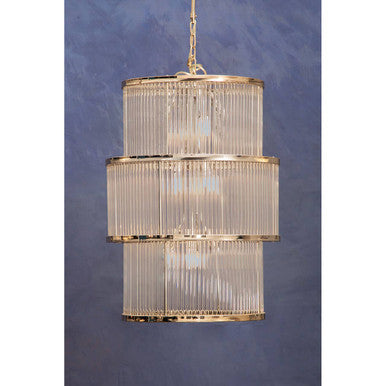 3 Tier Nickel Finish Glass Chandelier | Salasco