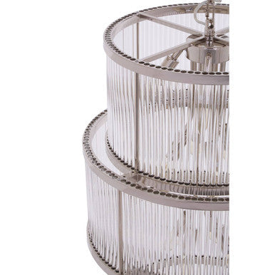 3 Tier Nickel Finish Glass Chandelier | Salasco