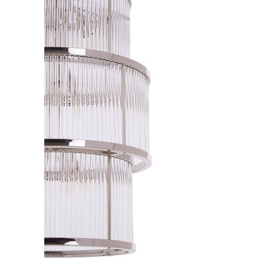 3 Tier Nickel Finish Glass Chandelier | Salasco