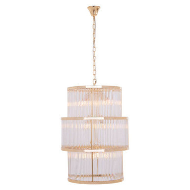 3 Tier Gold Finish Glass Chandelier | Salasco