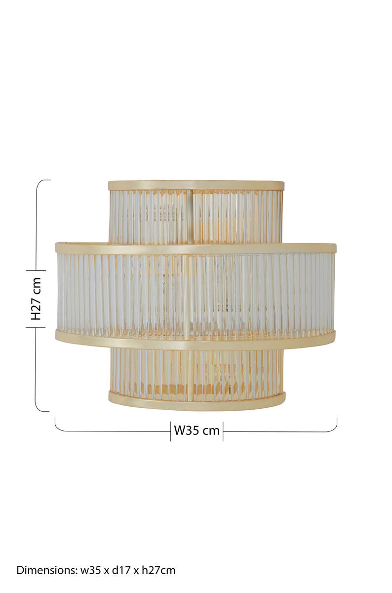 3 Tier Glass Wall Light with Warm Metallic Iron Frame | Salasco