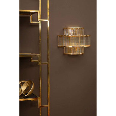 3 Tier Glass Wall Light with Warm Metallic Iron Frame | Salasco