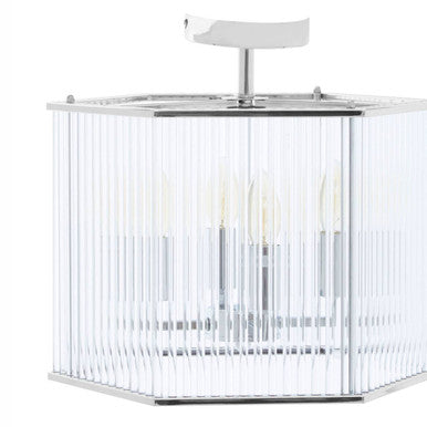 4 Light Hexagonal Chrome Pendant Light | Lerici