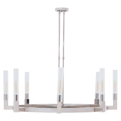 Nickel Finish 8 Bulb Round Statement Pendant Light | Alexis