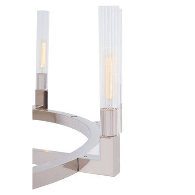 Nickel Finish 8 Bulb Round Statement Pendant Light | Alexis