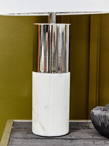 Marble Base Table Lamp with Ivory Shade | Eben