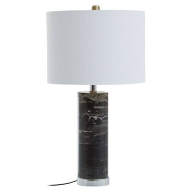 Black Marble Table Lamp Chrome Base | Ebony