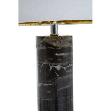 Black Marble Table Lamp Chrome Base | Ebony