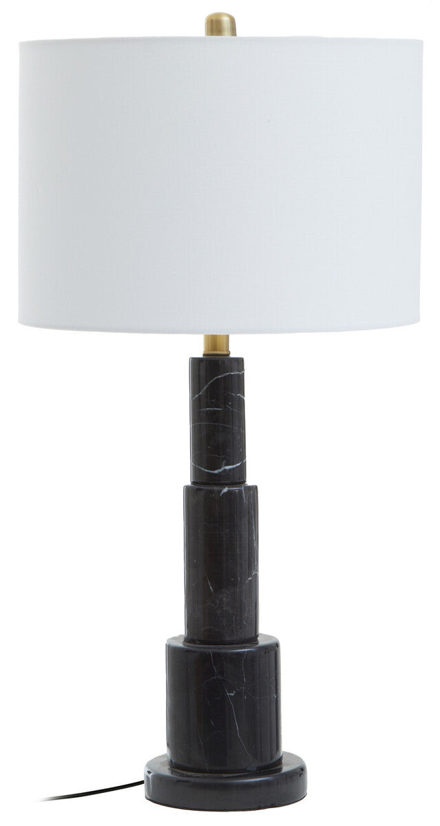 Black Marble Table Lamp with Ivory Shade | Elara