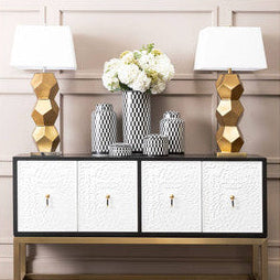 Gold Glass Table Lamp with Brushed Gold Base | Eleri