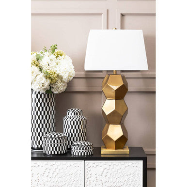 Gold Glass Table Lamp with Brushed Gold Base | Eleri