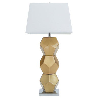 Gold Glass Table Lamp with Chrome Base | Eleri