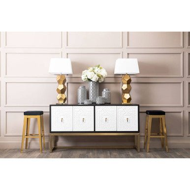 Gold Glass Table Lamp with Chrome Base | Eleri