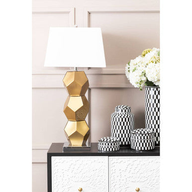 Gold Glass Table Lamp with Chrome Base | Eleri