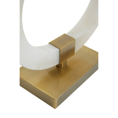 Circular Marble Table Lamp with Ivory Shade | Elora