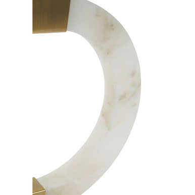 Circular Marble Table Lamp with Ivory Shade | Elora